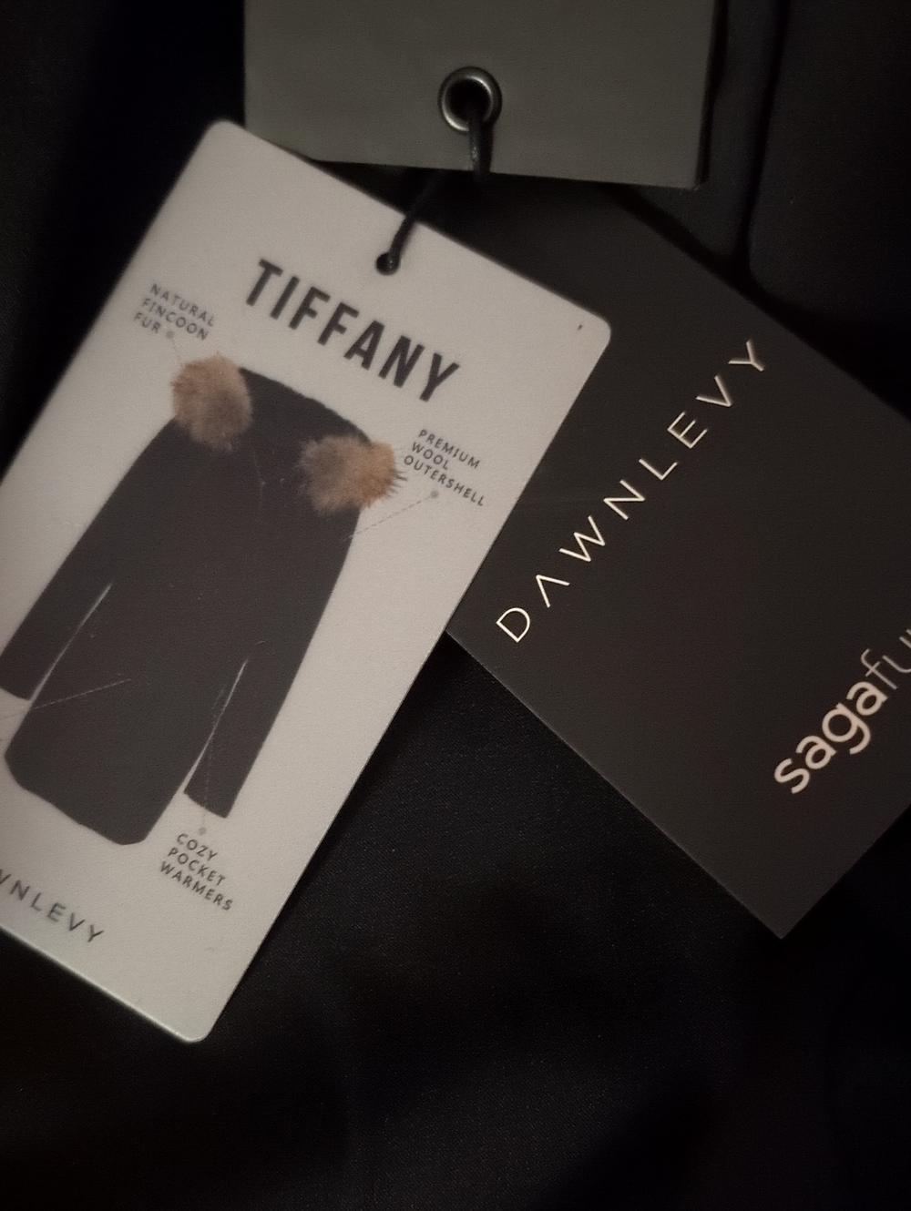 Dawn Levy Black Pea Coat with Natural Fur Collar